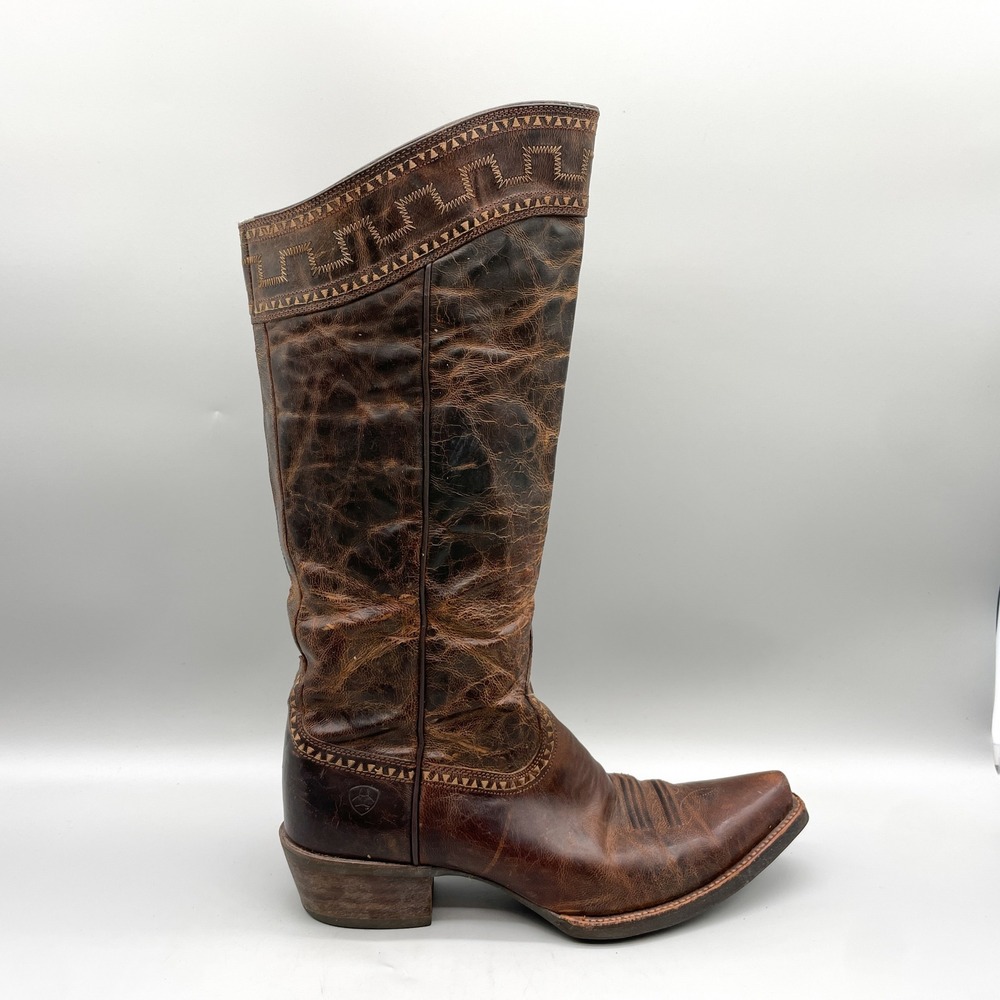 Ariat Womens 11 B Sahara Western Cowgirl Tall Boots Brown Distressed Leather